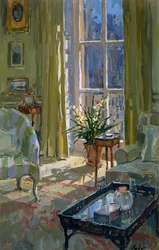 Morgenraum mit Orchidee